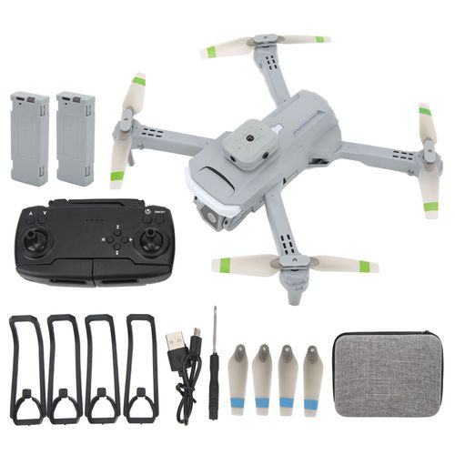 Drone Xt5 4k Hd Double Camera Aerienne, Quadricoptere Rc Anti-Obstacles Sur 4 Cotes Avec Position De Flux Optique, Gris, Trois Batteries