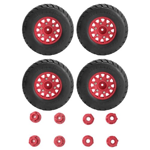 Lot de 4 pneus de camion RC Short Course 1/10 en plastique et caoutchouc, diametre 113 mm, accessoires RC pour ARRMA, rouge