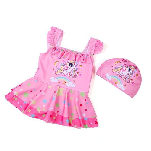 Maillot De Bain Une Piece Pour Enfant, Jupe Pour Petite Fille, Tenue De Plage, Ete, Taille 45, Rose, M, 80-90 Cm