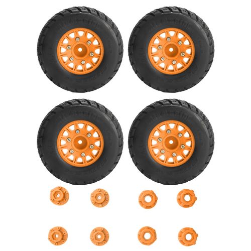 Lot de 4 pneus de camion RC Short Course 1/10 en plastique et caoutchouc, diametre 113 mm, accessoires RC pour ARRMA, orange