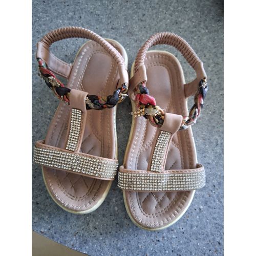 Sandale Ouverte Perlé Marron Multicolore "P- 29" Fille