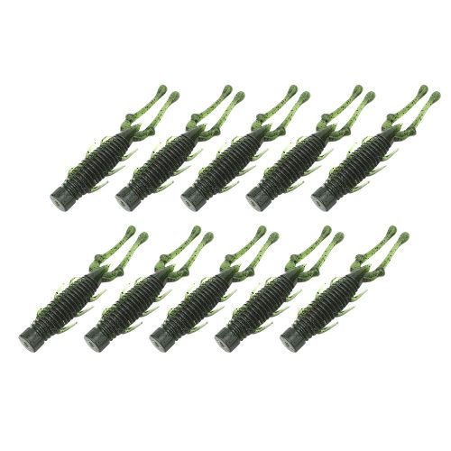 Lot De 10 Leurres Souples En Tpr Pour Crevettes, 7,5 Cm, 2,6 G, Leurres De Peche, Ver, Accessoire De Peche, Vert