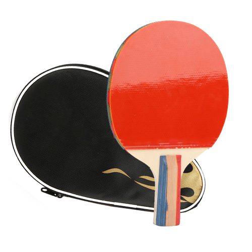 Raquette De Tennis De Table D001 En Bois A Sept Couches, Raquette D'entrainement En Caoutchouc Mousse Bleu De Haute Qualite, Equipement De Sport Avec Sac De Rangement