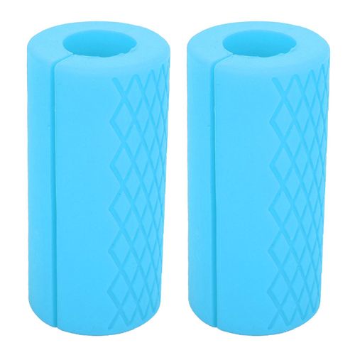 1 Paire De Poignees En Silicone Pour Barre D'halteres, Adaptateur Pour Equipement De Protection Sportive, Bleu Petit