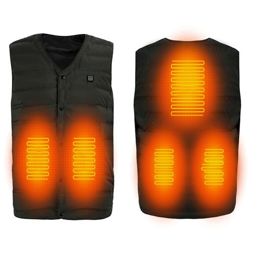 Gilet Chauffant Avec Controle De Temperature A 3 Vitesses Et 5 Zones De Chauffage, Gilet Chauffant Usb Leger Pour Hommes Et Femmes, Camping, Randonnee, Peche