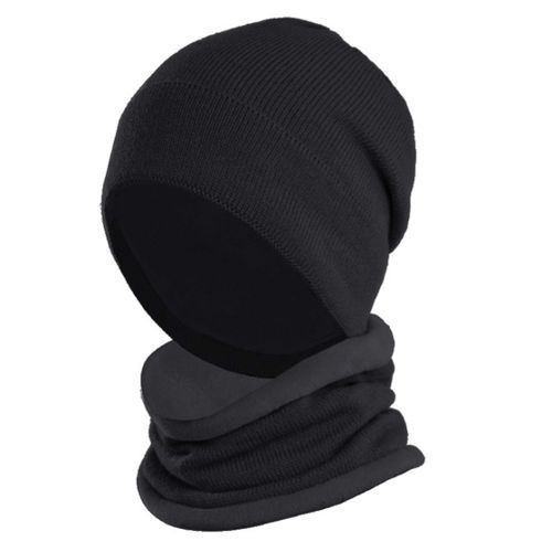 Ensemble Bonnet Et Echarpe Tricotes D'hiver, Bonnet, Echarpe, Cache-Oreilles, Double Polaire, Coupe-Vent, Thermique, Cache-Cou, Pour Femmes Et Hommes, Ski, Cyclisme