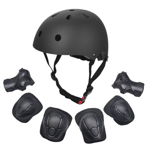 Ensemble De 7 Protections Pour Casque De Skateboard, Coudieres, Poignets, Genouilleres, Casque, Equipement De Protection Pour Enfants