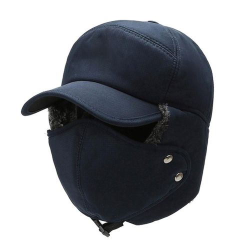 Bonnet D'hiver Avec Cache-Visage En Polaire Epaisse Et Coupe-Vent, Couvre-Oreilles Thermique Pour Homme, Ideal Pour Le Cyclisme, Le Ski Ou L'exterieur
