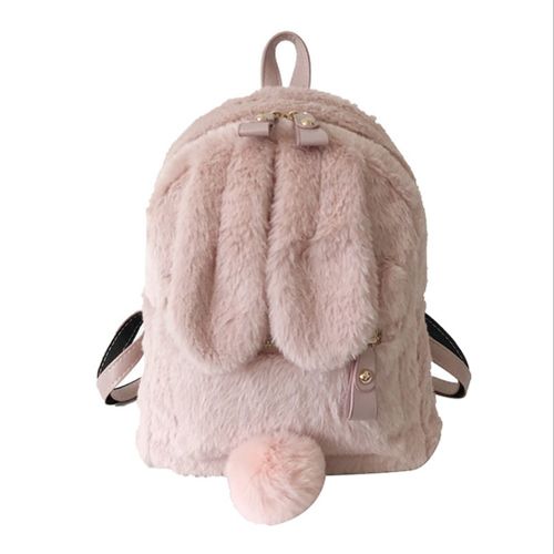 Sac a dos en peluche pour femme, mini sac a dos en forme d'oreilles de lapin, sac a dos decontracte pour filles
