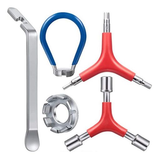 Kit D'outils Pour Rayons De Velo 5 Pieces?: 8 Cles A Rayons Ouvertes, Cle A Rayons De Velo Avec Poignee En Caoutchouc, Demonte-Pneu, Cle Hexagonale De Type Y Et Cle A Douille De Type Y