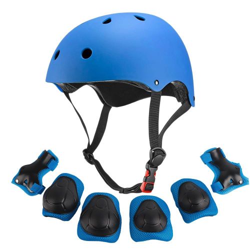 Ensemble De 7 Protections Pour Casque De Skateboard, Coudieres, Poignets, Genouilleres, Casque, Equipement De Securite Pour Enfants