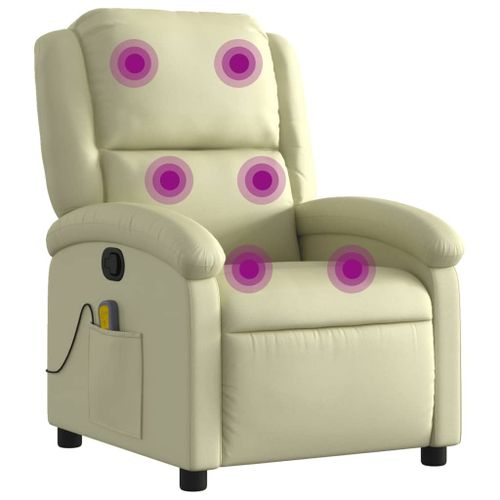 Vidaxl Fauteuil De Massage Inclinable Crème Cuir Véritable