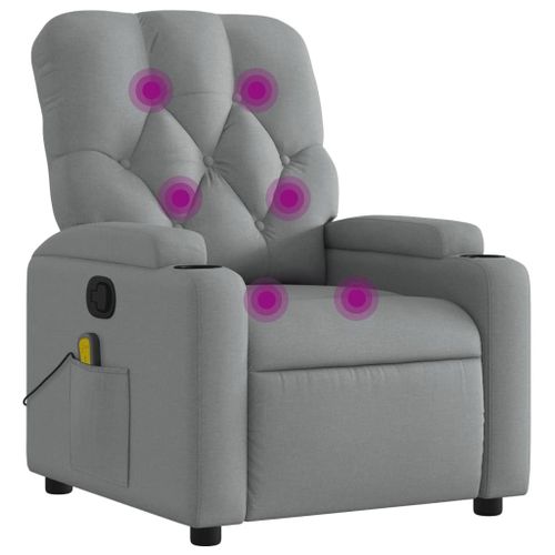 Vidaxl Fauteuil Inclinable De Massage Gris Clair Tissu