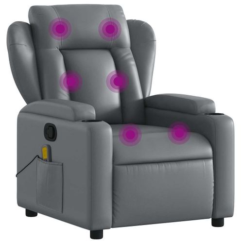 Vidaxl Fauteuil De Massage Inclinable Gris Similicuir