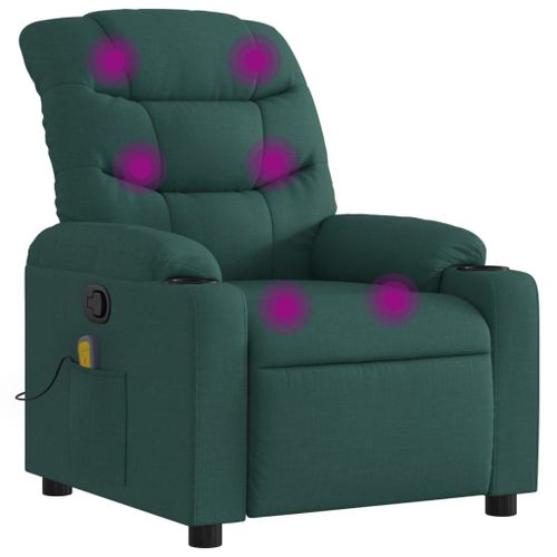 Vidaxl Fauteuil Inclinable De Massage Vert Foncé Tissu