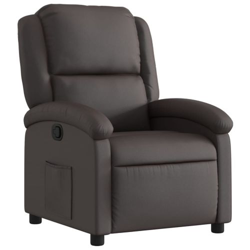 Vidaxl Fauteuil Inclinable Marron Foncé Cuir Véritable