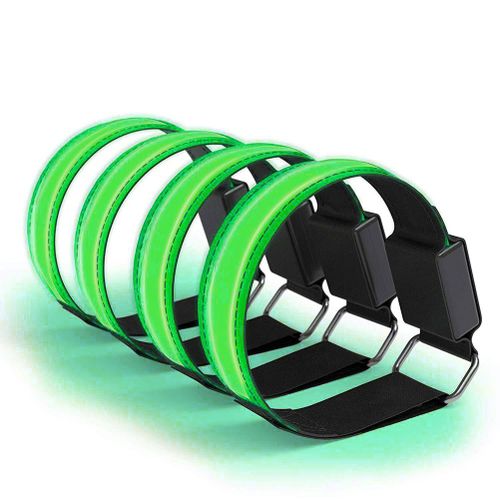 Lot De 4 Bracelets Lumineux Reflechissants Usb Pour Le Jogging, La Course A Pied Et Le Sport En Plein Air
