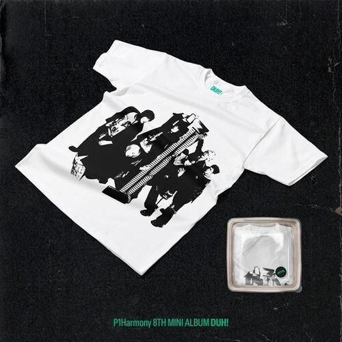 P1harmony - Duh! - Plain White T-Shirt Version - Incl. 44pg Photobook, Envelope, 6 Stickers, 2 Logo Stickers, Folded Poster, Lenticular Photocard + Selfie Photocard [Compact Discs] Photo Book, Photos, Poster, Stickers, Asia - Import