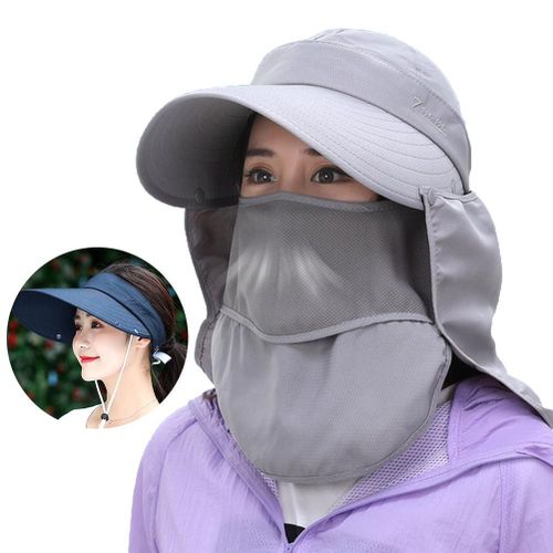 Chapeau De Soleil Pour Femme, Protection Uv A 360 Degres, Large Bord Reglable, Chapeau De Soleil D'ete Gris