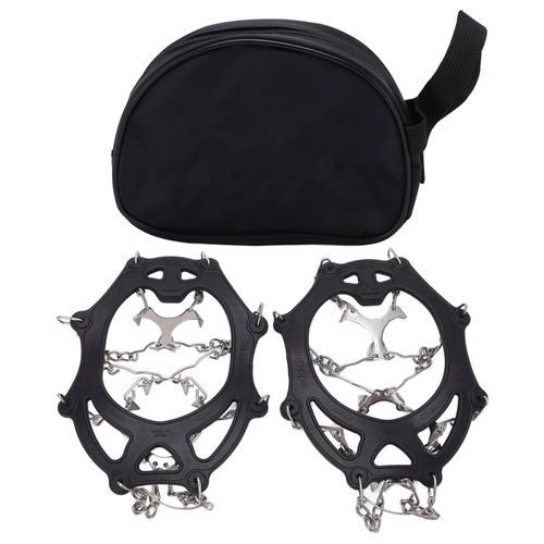 Lot De 2 Crampons D'alpinisme 12 Dents En Acier Inoxydable, Couvre-Chaussures Antiderapants, Noirs, Taille L