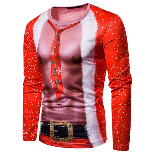 Pull De Noel Moche Pour Homme, Impression Numerique 3d, Col Ras Du Cou, Sweat-Shirts Pour Les Fetes De Fin D'annee