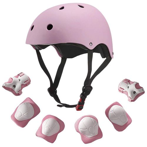 Ensemble De 7 Protections Pour Casque De Skateboard, Coudieres, Poignets, Genouilleres, Casque, Equipement De Protection Pour Enfants