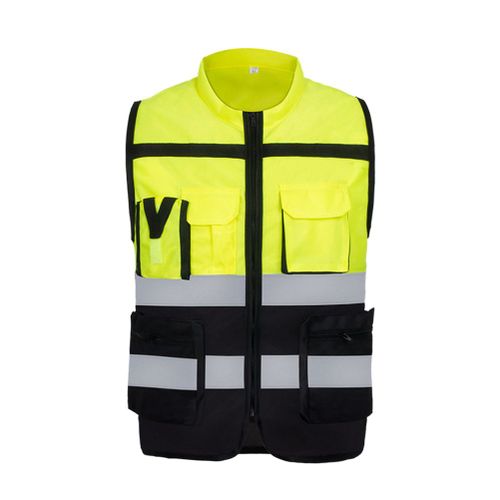 Gilet de securite reflechissant, gilet haute visibilite avec poches avant, veste de securite ultra legere pour cyclistes de chantier