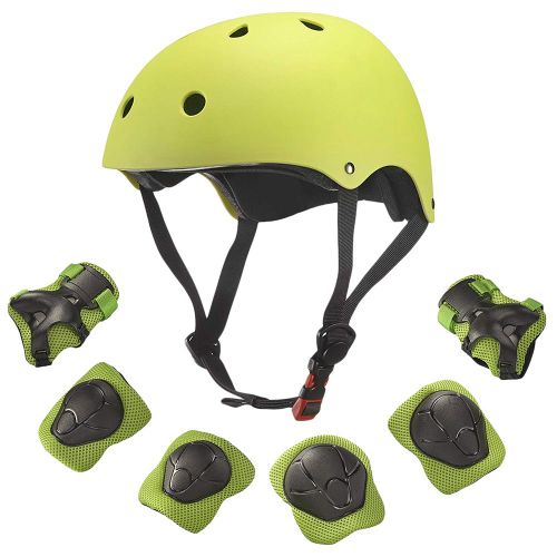 Ensemble De 7 Protections Pour Casque De Skateboard, Coudieres, Poignets, Genouilleres, Casque, Equipement De Protection Pour Enfants