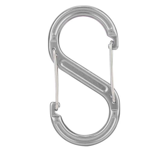 Porte-Cles D'exterieur En Alliage D'aluminium 6 X 3 Cm, Forme 8, Crochet De Suspension, Mousqueton (Gris)