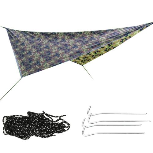 Tapis De Sol De Camping Multifonction En Polyester 210t, Motif Camouflage, Carre, Impermeable Et Resistant Au Soleil, Pour Tente