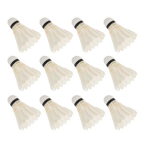 Lot De 12 Volants De Badminton A Plumes De Canard Haute Vitesse Pour Entrainement En Exterieur Et En Interieur