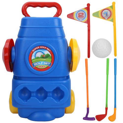 Ensemble De Mini-Clubs De Golf En Plastique Multicolore, Chariot, Jeu De Sport D'interieur Pour Enfants