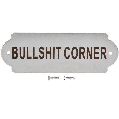 Poteau de cloture en acier inoxydable, panneau d'avertissement pour porte de maison, jardin, toilettes, avec vis d'installation. BULLSHIT CORNER