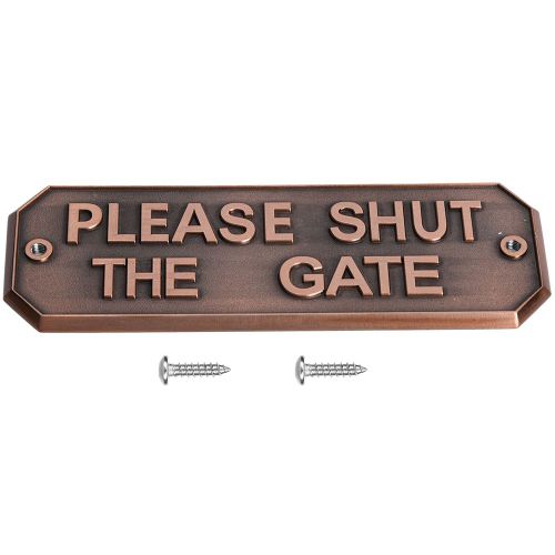 Veuillez Fermer La Porte Poteau De Cloture Maison De Jardin Porte De Maison Panneau De Signalisation Avec Vis D'installation Vieux Cuivre