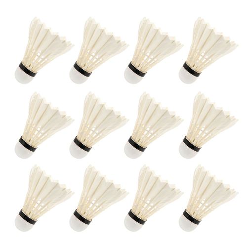 Lot De 12 Volants De Badminton A Plumes De Canard Haute Vitesse Pour Entrainement En Exterieur Et En Interieur