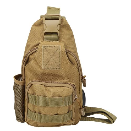 Sac A Bandouliere Tactique D'exterieur En Tissu Oxford Avec Housse Pour Bouteille D'eau, Couleur Boue