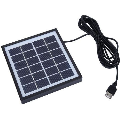 Panneau solaire portable en silicium polycristallin 2 W 6 V avec cable d'extension de 3 m pour l'exterieur
