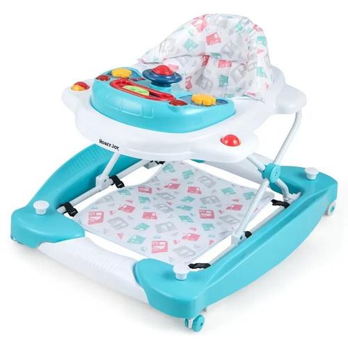 Trotteur Bébé Musical Pliable 6 En 1 Costway-Plateau À Musique Amovible-Siège Rembourré-Anti-Renversement-Hauteur Réglable-Vert