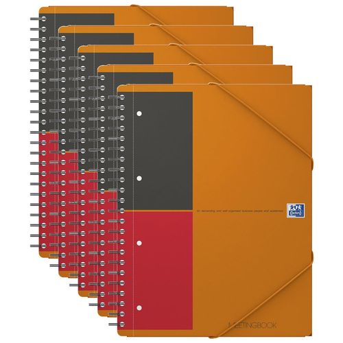 Oxford Lot De 5 Meetingbooks A4+ 160p 90g Lignée 6mm Couverture Polypro