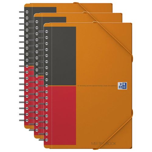 Oxford Lot De 3 Meetingbooks B5 160p 90g Lignée 6mm Couverture Polypro