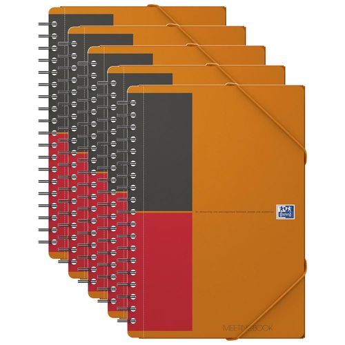 Oxford Lot De 5 Meetingbooks B5 160p 90g Lignée 6mm Couverture Polypro