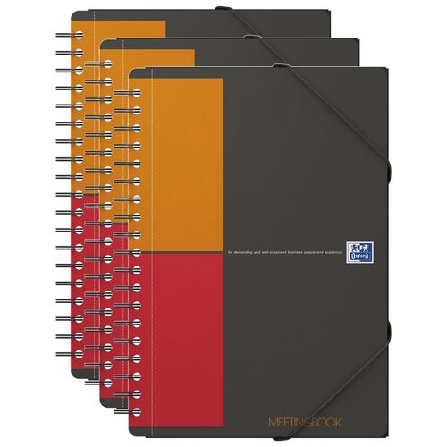 Oxford Lot De 3 Meetingbooks B5 160p 90g Petits Carreaux Couverture Polypro