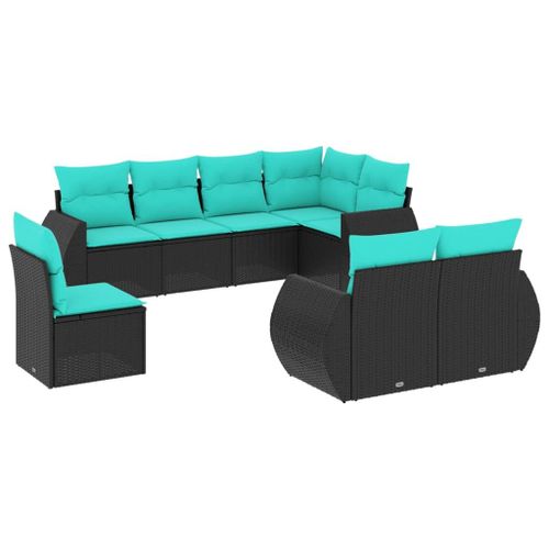 Vidaxl Salon De Jardin 8 Pcs Avec Coussins Noir Résine Tressée