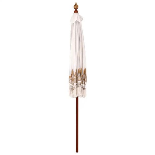 Vidaxl Parasol Crème 210-220 Cm Tissus En Coton & Bois & Bambou