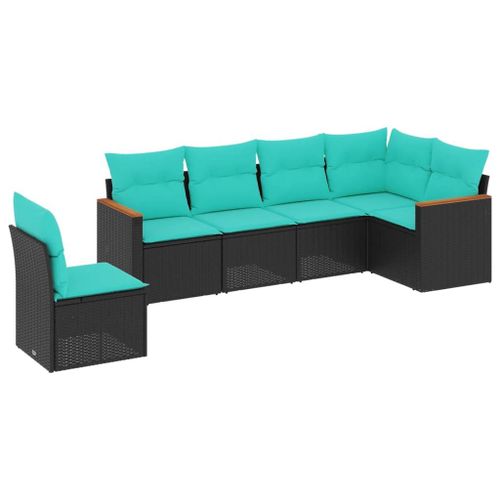 Vidaxl Salon De Jardin 6 Pcs Avec Coussins Noir Résine Tressée