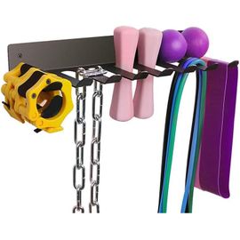 Étagère De Rangement Polyvalente Pour Équipement De Fitness - Support Robuste Pour Haltères - Étagère De Rangement Murale Avec Crochets Pour La Salle De Sport À Domicile (Noir)[Ela710053]