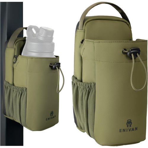 Sac Magnétique Sport Avec Fixation Aimantée, Porte Bouteille Et Gourde 1,5L, Porte Téléphone, Bandoulière Homme Femme, Mousqueton Clés, Sac Banane Gym, Musculation, Vert[ELA710066]