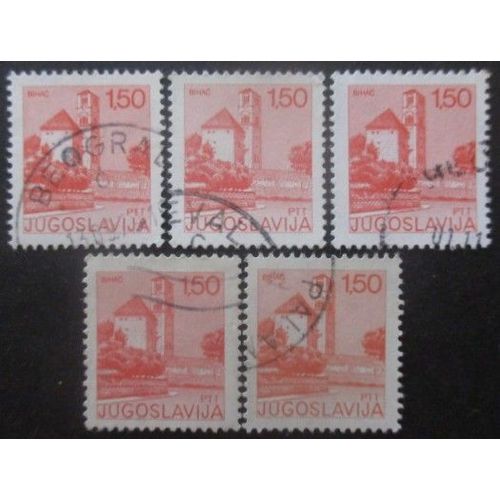 Yougoslavie N°1537 X 5 Oblitéré