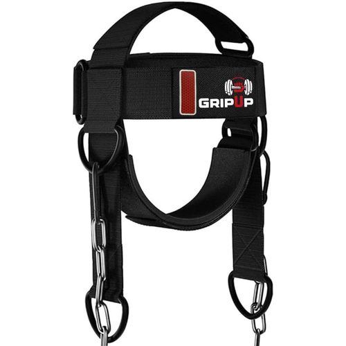 Harnais De Cou - Harnais De Tête Réglable En Néoprène Avec Chaîne En Acier Et Anneaux En D - Musculation, Fitness, Haltérophilie, Mma - Confort - Musculation[Ela710386]