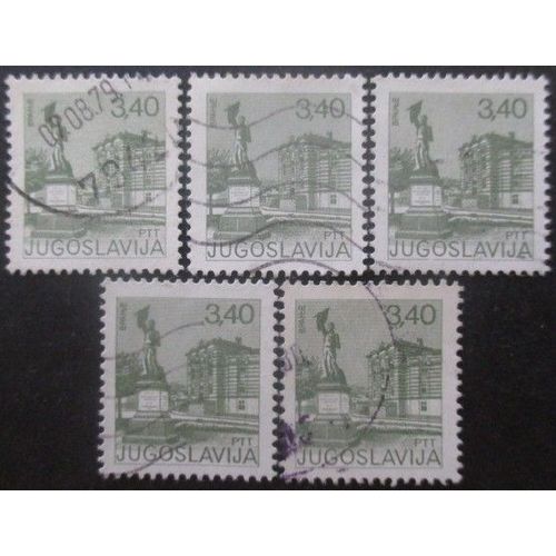 Yougoslavie N°1611a Dentelé 13,5 Oblitéré X 5